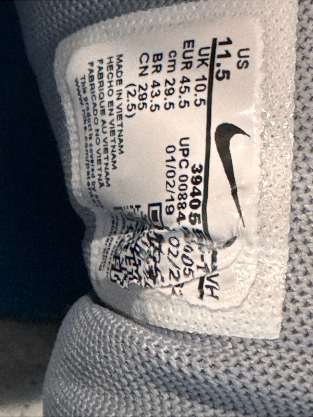Nike Initiator Mens11.5 White Metallic Grey Obsisian Blue Running Shoes